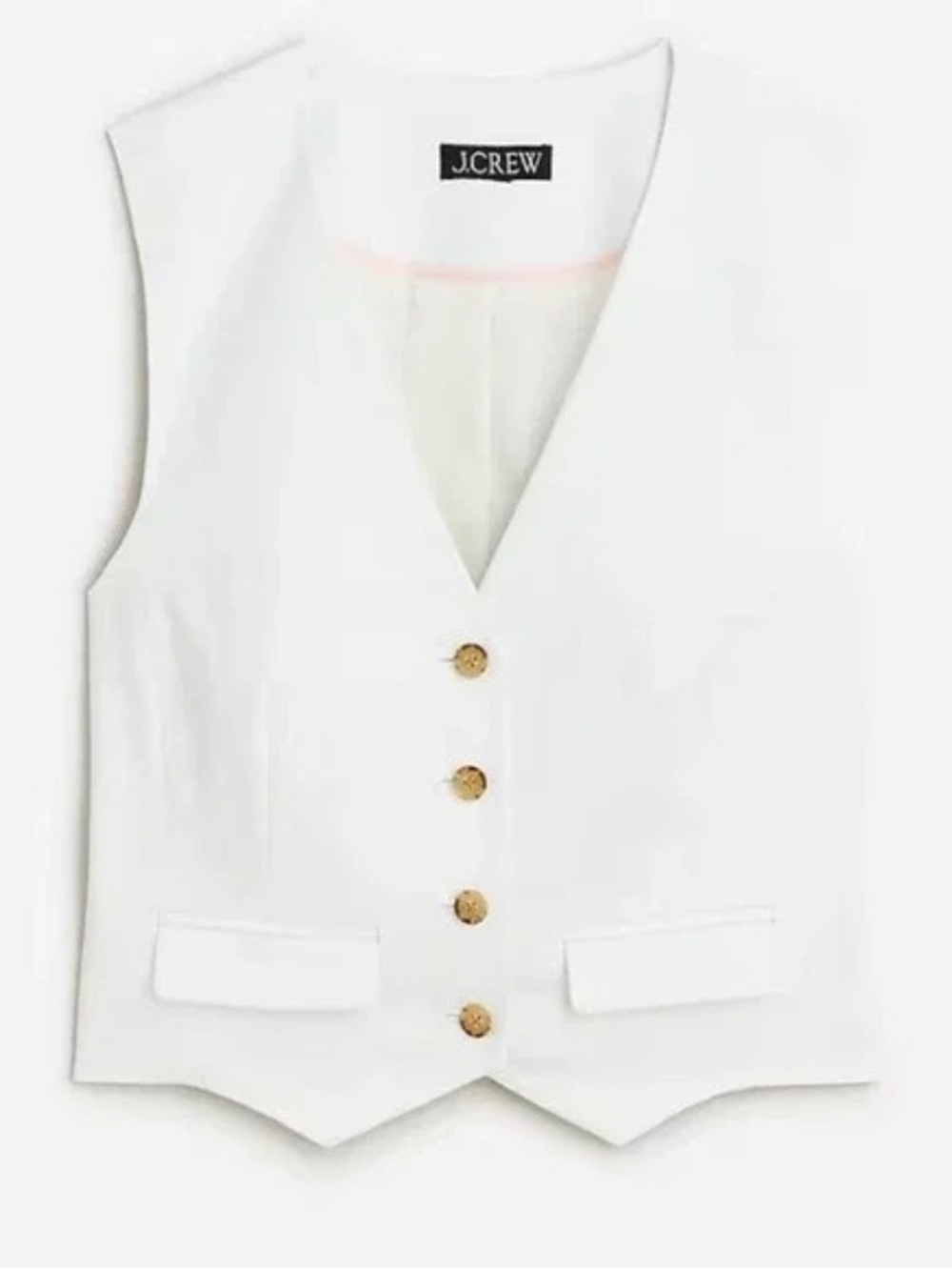 NWT JCrew Classic Vest in Stretch Linen Blend White Size 2 Cropped $148 CA761 - Picture 11 of 11